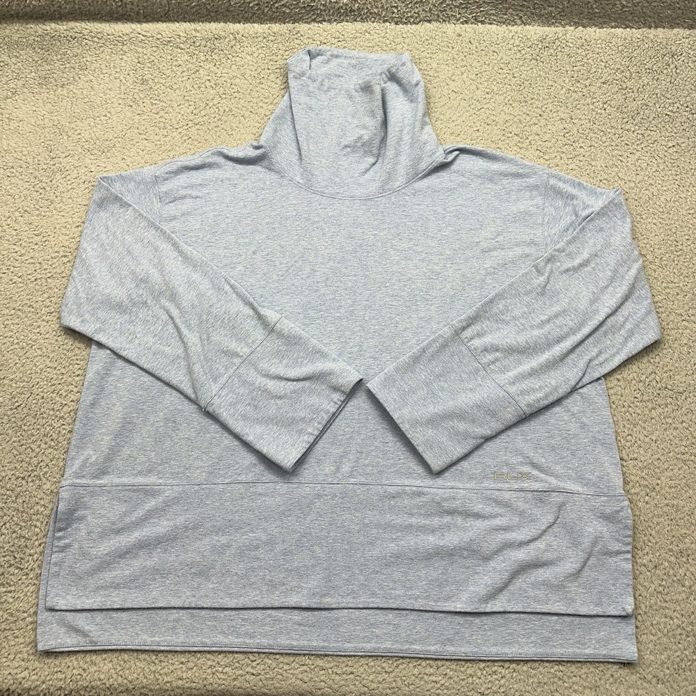 Ralph Lauren RLX Womens Large Blue Heather Performance Cotton Blend Turtleneck